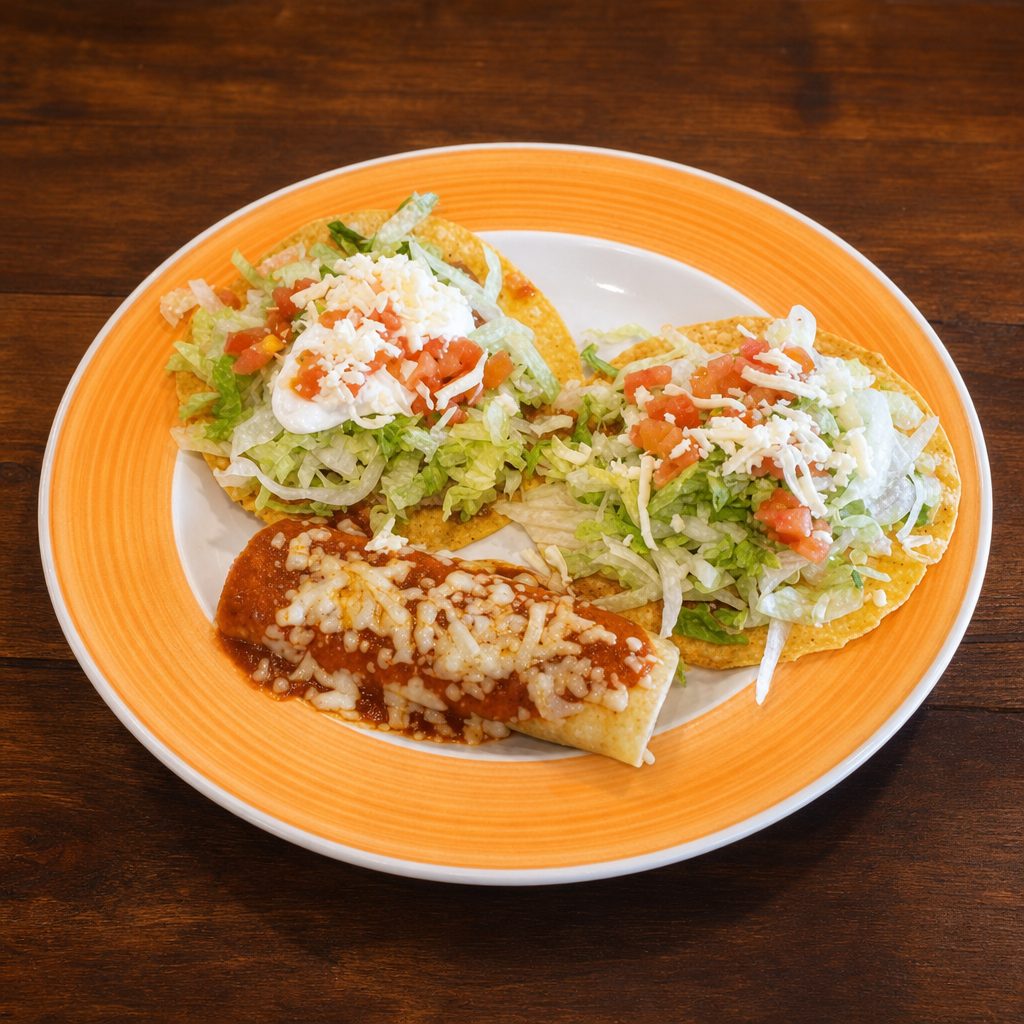 Cheese Enchilada, Bean Tostada and Chalupa.
